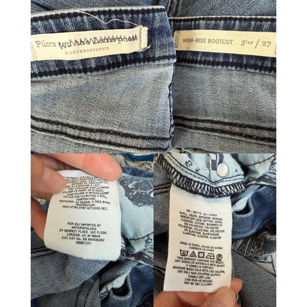 Pilcro Anthropologie‎ High Rise Bootcut Kick Flare Jeans Side Button Hem Blue 27 - Picture 8 of 9